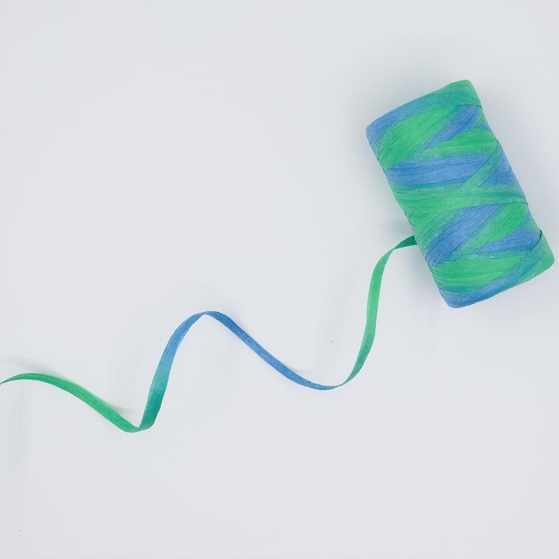 ALLWSLucky Colored 393 Feet Raffia Paper Ribbon, Colorful Packing Paper String Section Dyeing Raffia Ribbon for Gift Wrapping and DIY Decoration (Blue 3) - Image 1